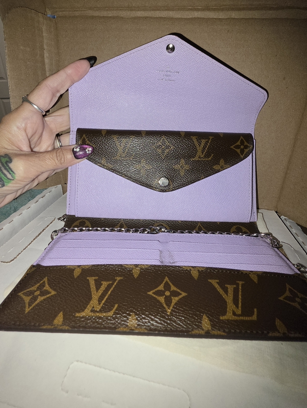 AUTHENTIC Louis Vuitton Lilac Epi Leather & Monogram Canvas MarieLou Long Wallet - Picture 4 of 13